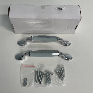Pack of 2 Crystal Cabinet Handles Pulls Chrome Silver Glass Handle 5" Screw Spac - Picture 1 of 12