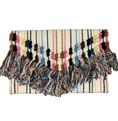 Retro Mod Chic Sondra Roberts Squared Boho Colorful Woven Bag Clutch Handbag - Image 1 of 4
