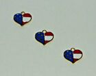 Patriotic Red White and Blue Ornaments Charms 3 Enameled Gold Tone Hearts 5/8"