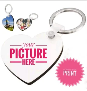 Custom Key Chain PHOTO, LOGO,TEXT personalized heart shape Christmas gift idea - Picture 1 of 5