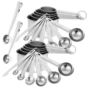 26 Pcs Measuring Cups and Spoons Set Stainless Steel Measuring Spoons and Cups - Picture 1 of 11