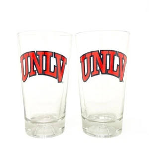 Vintage UNLV Rebels Pint Glass Set NCAA 16oz Beer Glass 2 Pack Basketball Bottom - Picture 1 of 2