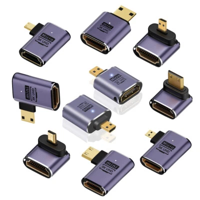 Cablecy Angled Micro HDMI Male to HDMI2.1 Female UHD Extension Converter Adapter - Image 1 of 4