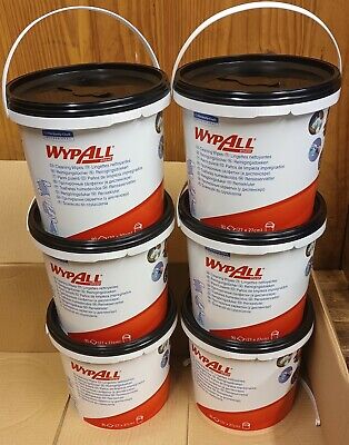 6 X Joblot Wypall 7775 Cleaning Wipes Tubs (90 Wipes Per Tub) - NEW • 26£