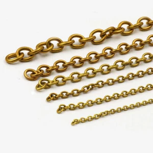 Solid Brass Chain 4-14mm Width Necklace Jewelry Bags Craft Chain Sold Per Meters - Picture 1 of 4