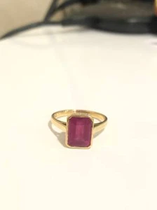 2.00 Ct Ruby Minimalist Ring 10K Solid Yellow Gold - Picture 1 of 4