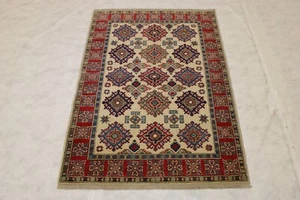 4'2" x 5'11" ft. Afghani Kazak Vegetable Dye Hand Knotted Authentic Area Rug - Picture 1 of 8