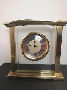 M&S Brass and Glass Mantel Clock. Alarm clock. UK. - Picture 1 of 12