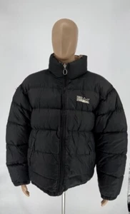 Vintage 90s First Down Puffer Jacket Full Zip Black Men’s Size L Stained - Picture 1 of 17