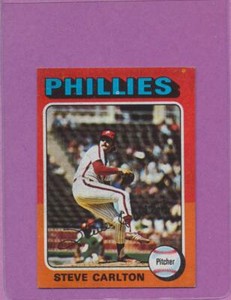 WEIRD PRINT ERROR 1975 Topps Mini Steve Carlton #185 HOF Card BLACK OVERSPRAY NM