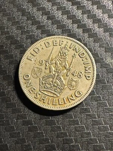 1948 British One Shilling Coin – King George VI – Scottish Crest – Pre-Decimal U - Picture 1 of 2