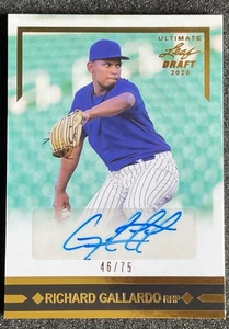 Leaf Ultimate Draft 2020 béisbol Gold Leaf Rookies automático/75 Richard Gallardo - Imagen 1 de 6