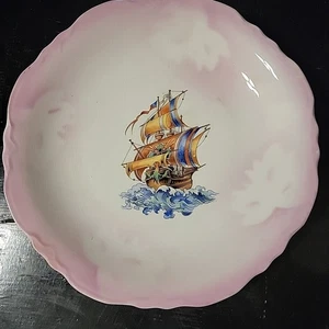 Ship sailing luster ware Decorative plate vintage thompson Colorful Sea Phoenix - Picture 1 of 14