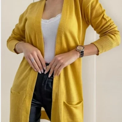 Suéter cárdigan tejido amarillo Avenue Foto 1 de 4