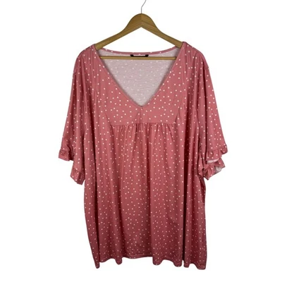 Top túnica a lunares Bloomchic talla US 28 rosa cuello en V fluido informal todos los días Foto 1 de 4