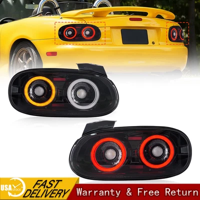 Pair Dynamic LED Tail Lights For Mazda MX-5 Miata NB 1998-2005 Plug & Play - Imagem 1 de 4
