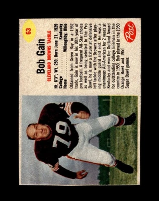 1962 Post Cereal Set-Break # 63 Bob Gain VG-VGEX (crease) *GMCARDS* - Image 1 of 2