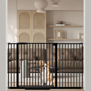 Extra breites Baby Haustier Tor 53,74-61,61" schwarz Stahl automatisch schließen 🐶👶 - Bild 1 von 6