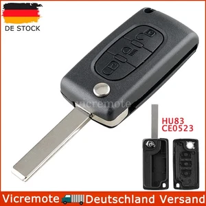 CE0523 Klapp Schlüssel Gehäuse Für Citroen C2 C3 C4 I C5 III C6 Picasso Berlingo - Bild 1 von 8