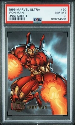 PSA 8 SKY BOX 1996 MARVEL ULTRA IRON MAN ONSLAUGHT #90 323 - Image 1 of 2