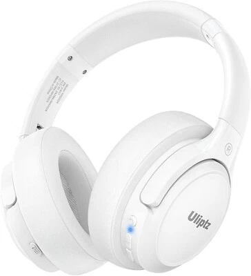 Uliptz Wireless Bluetooth Kopfhörer, 65h HiFi Stereo, 6 EQ-Modi, Mikrofon, Weiß