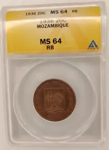 Mozambique 1936 20 Centavos MS 64 RB 1B - Picture 1 of 4