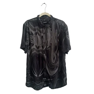 Nana Judy S/S Button Down Collared Shirt Men’s Size Medium Black & Gray - Picture 1 of 5