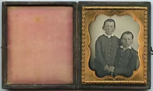 RETRATO FOTOGRÁFICO AMBROTIPO DE LA ERA CIVIL DE LA GUERRA CIVIL DE DOS NIÑOS - Imagen 1 de 2