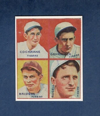 МИККИ КОКРЕЙН +3 Detroit Tigers ~ 1935 Goudey 4-на-1 | ПЕРЕИЗДАНИЕ 123 выпущено 1976 - Изображение 1 из 2
