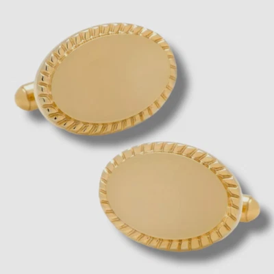Gemelos de borde de cuerda ovalada chapados en oro de 14 k Ox & Bull de $89 para hombre Foto 1 de 2