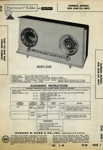 Vintage Sam's Photofact/Schematic Folder Admiral Models #811B, 816B SFF20 - Bild 1 von 1