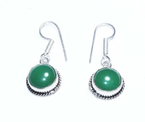 Green Onyx  Gemstone  Fashion Jewelry Earring 32 Carat Size 1.5 Inch" D1083 - Picture 1 of 5
