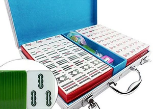 CAJA ABIERTA 144 Azulejos Numerados Mahjong Juego Chino Melamina - Verde - Imagen 1 de 5