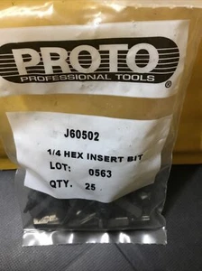 PROTO J60502 Insert Bit SAE 1/4" Hex T7, 1" ,S2 Steel USA MADE PACK of 25 - Picture 1 of 2