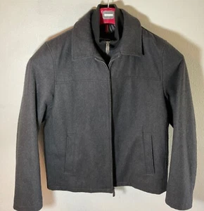 Dockers Mens Charcoal Gray Wool-Blend Jacket With Zipper Closure & Collar - Picture 1 of 3