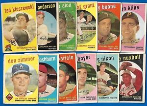 1959 TOPPS MLB BASEBALL CARD WHITE OR GRAY BACK 1-572 SEE LIST