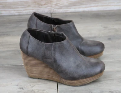 Dr Scholls 女式 8 码踝靴楔形鞋跟深棕色 — 第 1/4 张图片