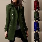 Women's Fashionable Lapel Wool Trench Coat Double Breasted Parka Jacket For