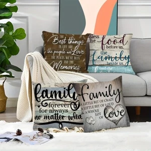 Letters Family Cushion Cover Pillow Case Sofa Home Bed Throw Pillowcase Gifts - Picture 1 of 12