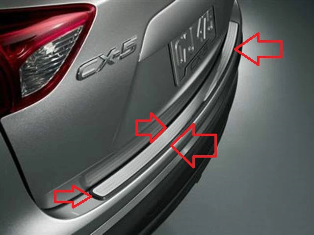 Parachoques trasero Mazda CX-5 negro acero inoxidable placa de paso 2013 2014 2015 2016 Foto 1 de 1