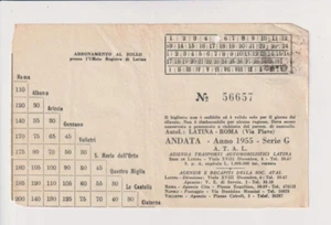 BIGLIETTO TICKET ATAL LATINA ROMA 1955 CON BOLLO - Foto 1 di 2