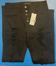 Hammer Jeans Black Size 11 High Rise Skinny Distressed Button Fly