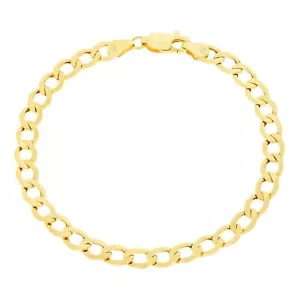10K Yellow Gold 5.5mm Womens Cuban Link Curb Chain Bracelet Italian Made 7" - Picture 1 of 11