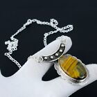 Tiger's Eye Natural Gemstone Handmade 925 Sterling Silver Necklace For Gifts