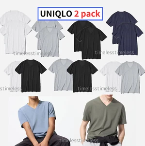 UNIQLO Dry Color V-Neck T-Shirt 2-pack Value Volume Discount XS~4XL MEN Japan - Picture 1 of 20