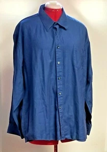 Roberto Villini Collezione Mens Blue Stripe Long Sleeve Button Up 18.5 34/35 - Picture 1 of 12