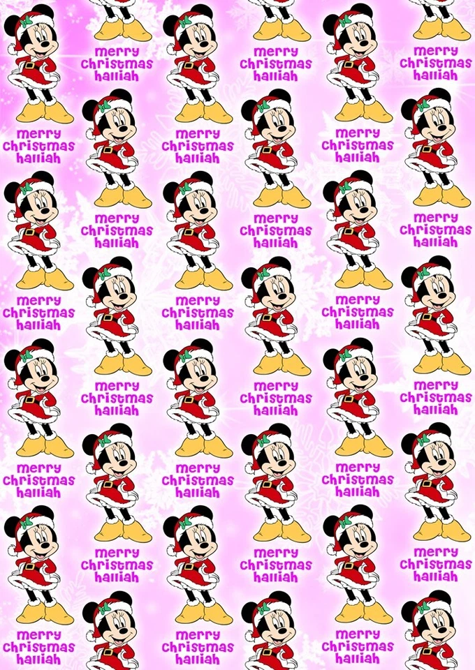 MINNIE MOUSE Personalised Christmas Gift Wrap - Disney Mickey Wrapping Paper D3 - Image 1 of 1