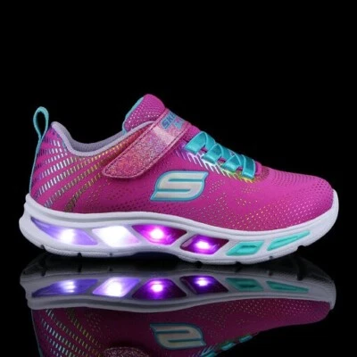 Skechers LiteBeems Shimmer Fashion Girls Hot Pink Lavender Shoes Light Up Size 5 - Image 1 of 4