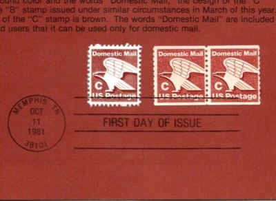 USPS FDC Souvenir Sheet 3 Coil Sheet Nondenominated "C" Stamp Scott #1946 & 1947 - Image 1 of 2