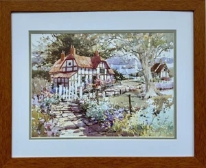 Marilyn Simandle "A Moment in Time" Plate Signed Framed Cottage Art NEW - Picture 1 of 3